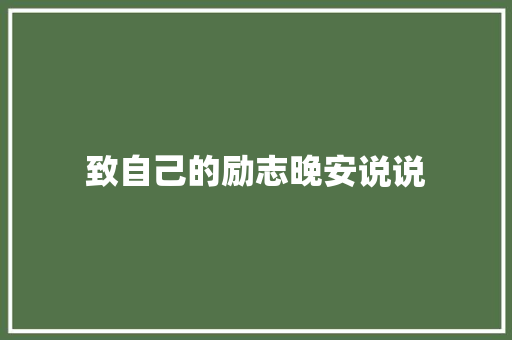 致自己的励志晚安说说 范文赏析