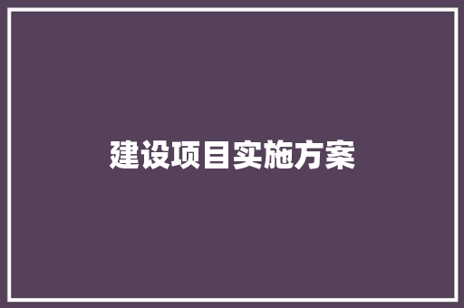 建设项目实施方案 写作技巧