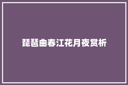 琵琶曲春江花月夜赏析 简历模板