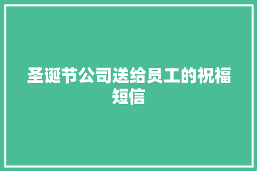 圣诞节公司送给员工的祝福短信 商业文案