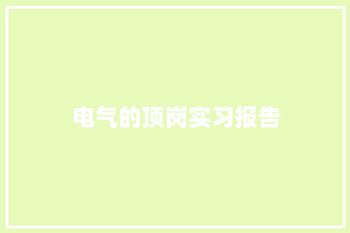 电气的顶岗实习报告 词汇积累
