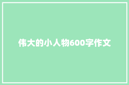 伟大的小人物600字作文