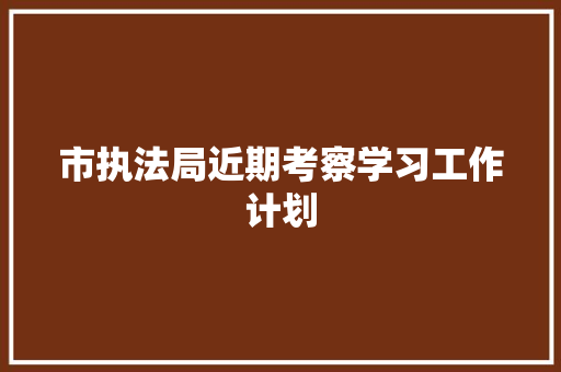 市执法局近期考察学习工作计划 范文赏析