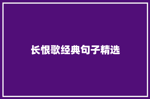 长恨歌经典句子精选