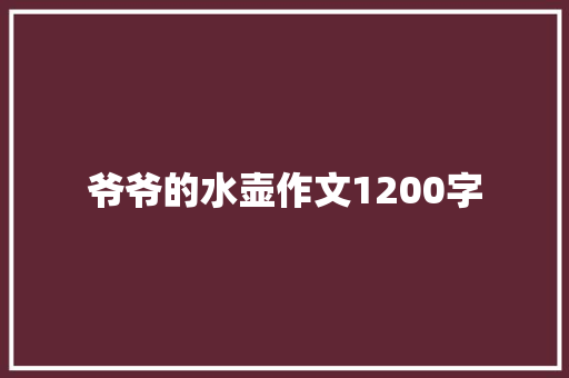 爷爷的水壶作文1200字 报告写作