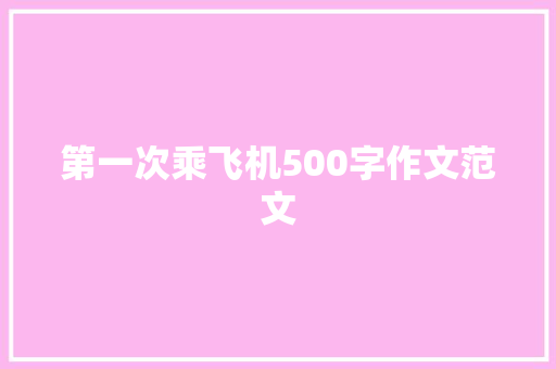 第一次乘飞机500字作文范文
