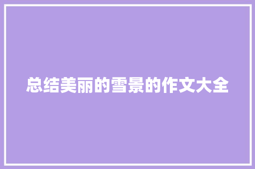 总结美丽的雪景的作文大全 简历模板