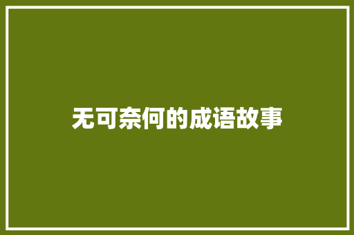 无可奈何的成语故事