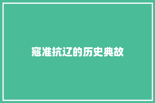 寇准抗辽的历史典故 简历模板