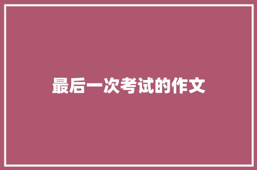 最后一次考试的作文