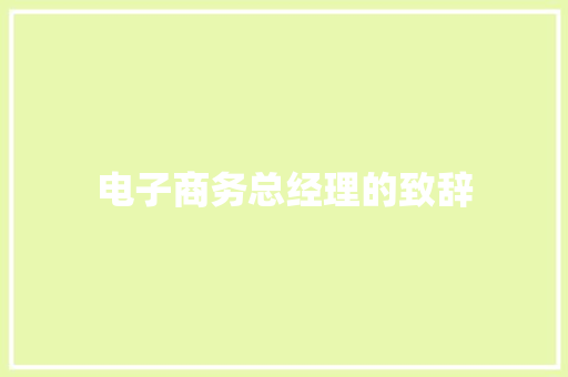 电子商务总经理的致辞