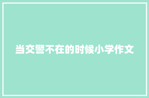 当交警不在的时候小学作文