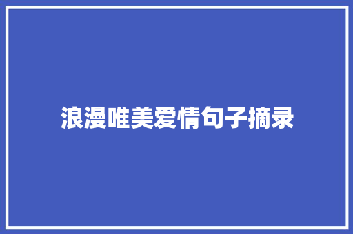 浪漫唯美爱情句子摘录 词汇积累