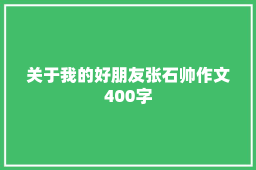 关于我的好朋友张石帅作文400字 报告写作