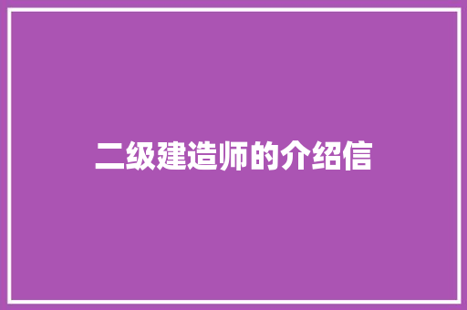 二级建造师的介绍信 简历模板