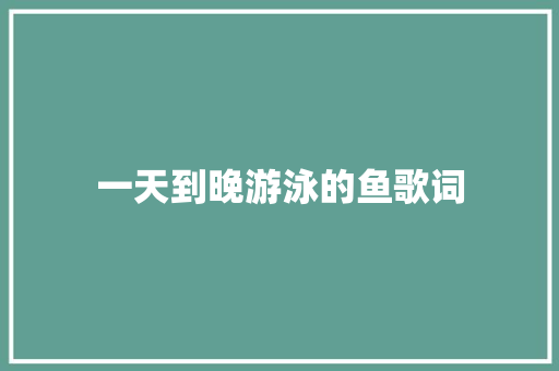 一天到晚游泳的鱼歌词 简历模板