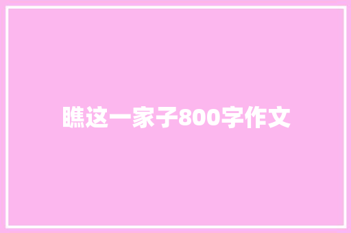 瞧这一家子800字作文 写作社区