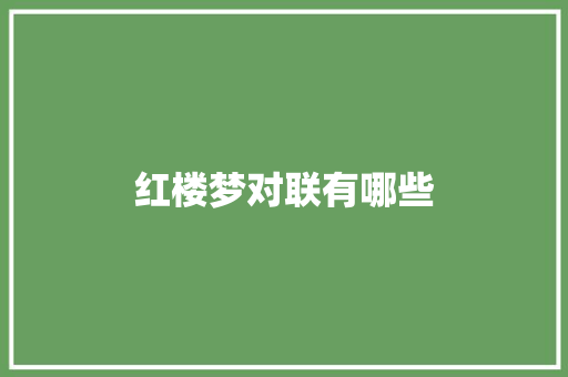 红楼梦对联有哪些 写作技巧