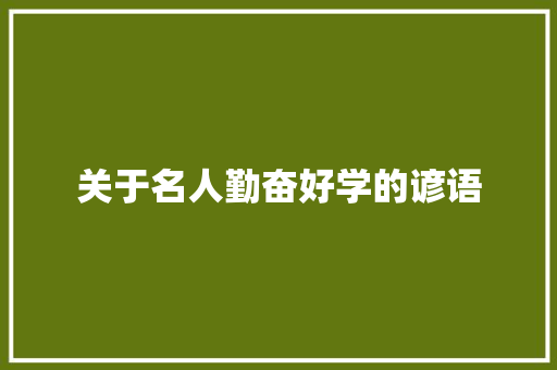 关于名人勤奋好学的谚语 诗歌创作