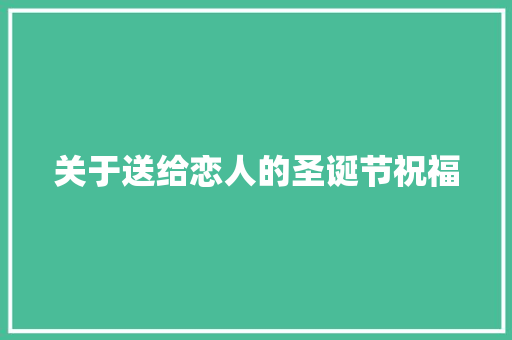 关于送给恋人的圣诞节祝福 范文赏析