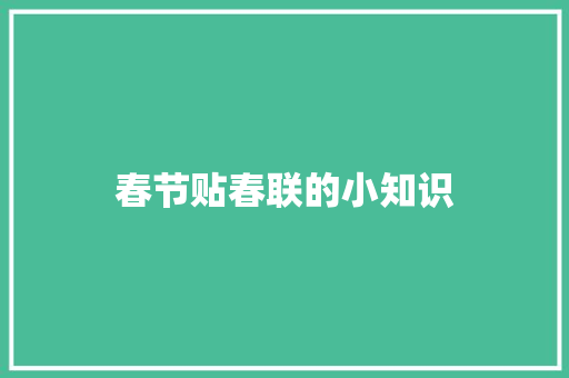 春节贴春联的小知识 词汇积累