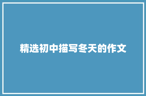 精选初中描写冬天的作文 范文赏析