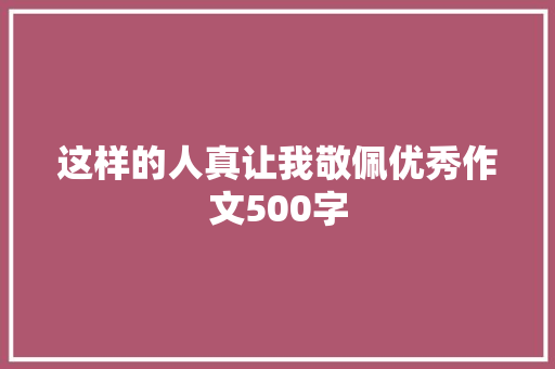 这样的人真让我敬佩优秀作文500字