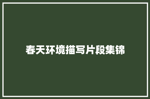 春天环境描写片段集锦