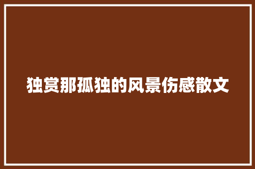独赏那孤独的风景伤感散文