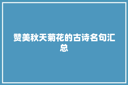 赞美秋天菊花的古诗名句汇总 写作技巧