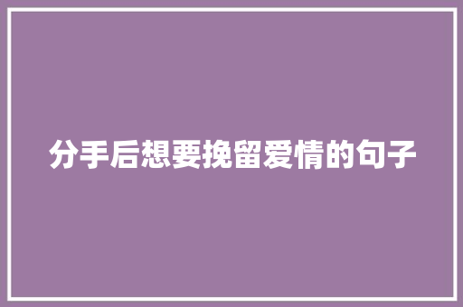 分手后想要挽留爱情的句子
