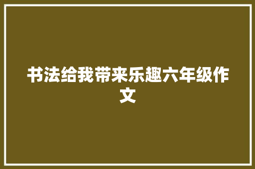 书法给我带来乐趣六年级作文