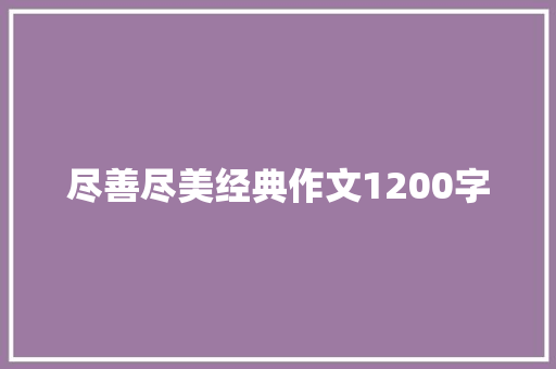 尽善尽美经典作文1200字 商业文案