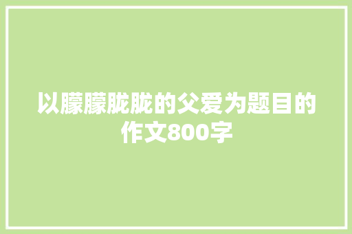 以朦朦胧胧的父爱为题目的作文800字 范文赏析
