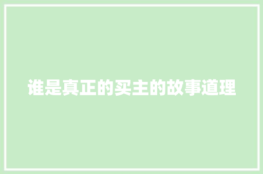 谁是真正的买主的故事道理 简历模板