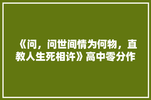 《问，问世间情为何物，直教人生死相许》高中零分作文 诗歌创作