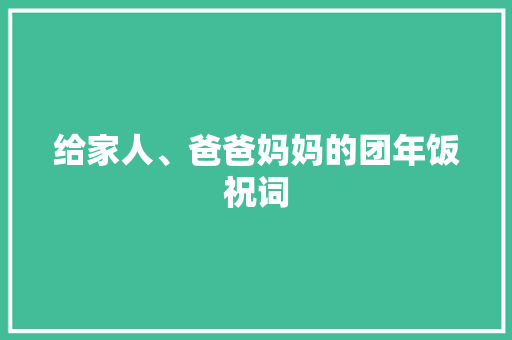 给家人、爸爸妈妈的团年饭祝词 报告写作