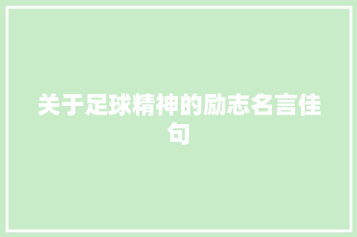 关于足球精神的励志名言佳句