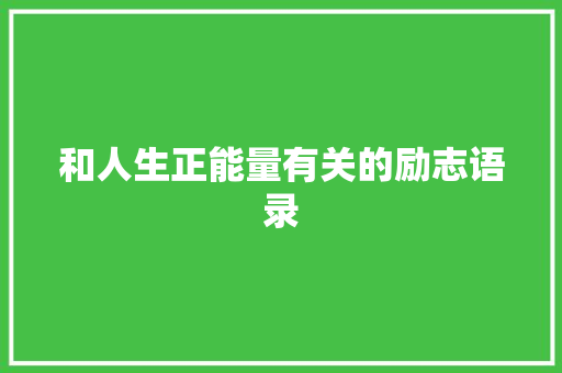 和人生正能量有关的励志语录 写作素材