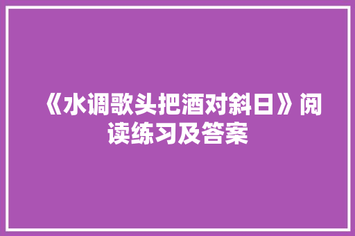 《水调歌头把酒对斜日》阅读练习及答案 诗歌创作