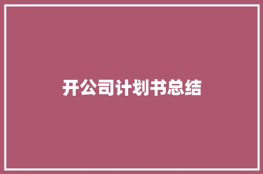 开公司计划书总结 报告写作