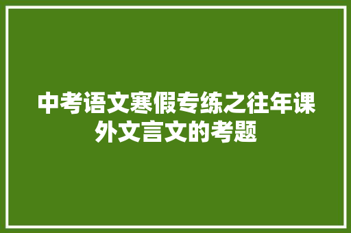 中考语文寒假专练之往年课外文言文的考题 词汇积累
