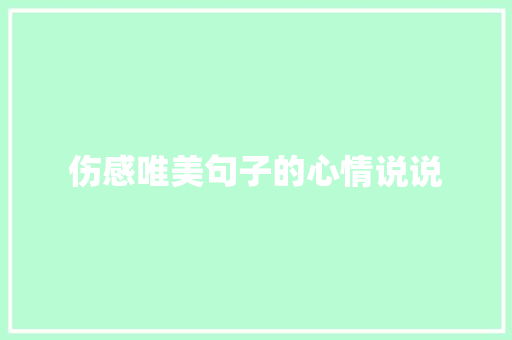 伤感唯美句子的心情说说