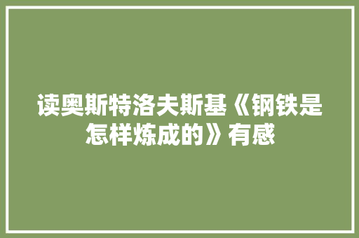读奥斯特洛夫斯基《钢铁是怎样炼成的》有感 写作技巧