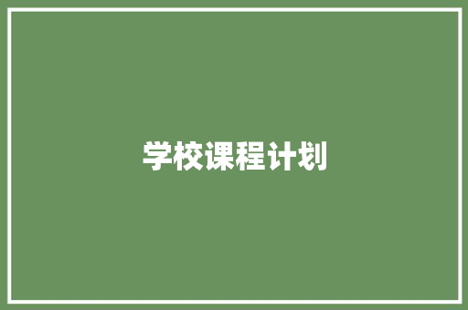 学校课程计划 写作技巧