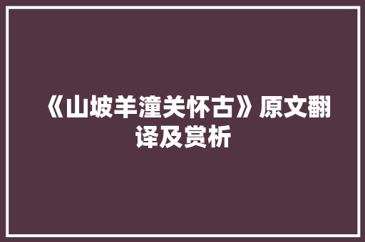 《山坡羊潼关怀古》原文翻译及赏析