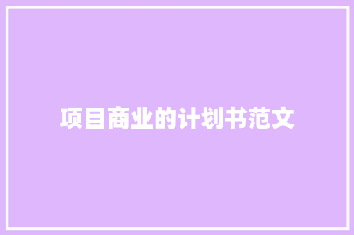 项目商业的计划书范文 简历模板
