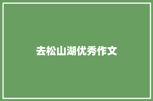 去松山湖优秀作文 写作素材