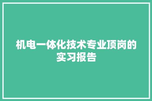 机电一体化技术专业顶岗的实习报告 写作素材