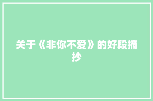 关于《非你不爱》的好段摘抄 写作素材